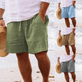 ❀Herren-Shorts Aus Baumwollleinen Kurze Hawaiianische Sommer-Strandhose Mit ∑