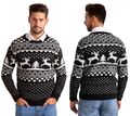 Herren Weihnachten Xmas Pullover Sweater Neuheit Fußballpullover Ugly Pulli schwarz