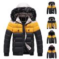 Männer Mode Winter Warme Gepolsterte Parka Overcoat Jacke Faux Pelz Kapuze