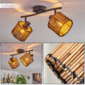 Decken Lampe Boho Style 2-flammig Wohn Schlaf Ess Zimmer Leuchten Holz/schwarz