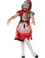 Zombie Waldmädchen Halloween Kinderkostüm Märchen rot-weiss-schwar - Cod.228285