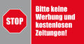 STOP Bitte keine Werbung und kostenlosen Zeitungen! Briefkasten Aufkleber STOPP