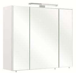 Badschrank Spiegelschrank Bad mit LED Beleuchtung Schalter Steckdose Weiß 70 cm