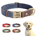 Personalisiert Hundehalsband Gr. S-L Weiches Leder mit Namen Gravur Verstellbar 