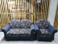 Polstergarnitur Sessel+Sofa Landhausstil hellblau+gelb/braun/weiss floral Muster