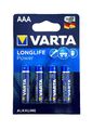 VARTA 4 Stück LONGLIFE Micro AAA Batterien 1,5V | Langlebige Alkaline Batterien