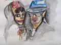 Udo Lindenberg Nina Hagen Zeichnung Karikatur Original Singniert Kunst 