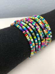 Boho Armbänder bunte Perlen (5er Pack) NEU