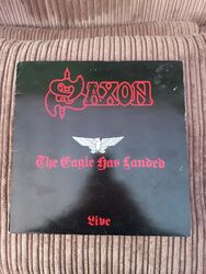 SAXON, DER ADLER HAT GELANDET (LIVE), 1982, GEPRÄGTE ÄRMEL, A4 B4 AUSGEZEICHNET VINYL