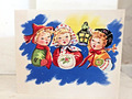 Vintage Kinderlaterne Chor singen Winter Weihnachten gebraucht Grußkarte (EB8198)