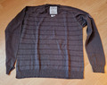 TOM TAILOR Herren Feinstrick V- Pullover Langarm Gr. XL Jugend grau Streifen