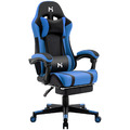 Ergonomisch Gaming Stuhl Bürostuhl Gamer Stuhl Computerstuhl mit Fußstütze Blau