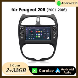 Für PEUGEOT 206 2001-2016 Carplay Android 13 7" Autoradio GPS Navi WIFI BT 2+32G