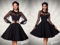 BELSIRA VINTAGE KLEID BUBIKRAGEN punkte schwarz tellerock 50ies gothic netz