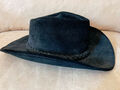 Original MINNETONKA Genuine Leather Cowboy Hut Gr L Schwarz Made In USA