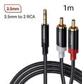 AUX Klinke Kabel 3,5mm Stecker Chinchkabel Audio Splitter Klinkenkabel Cinch RCA