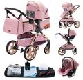 Kinderwagen 3 in 1, Tragbar, Reise-Kinderwagen, Zusammenklappbare Kinderwagen