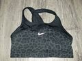 Wie NEU! Sport - BH, Top, NIKE, schwarz - grau Leomuster, Gr: XS - 34