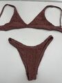 H&M Bikini Set Beige Braun 36 Slip S Top L 40 Crinkle Zara Träger Brasilian