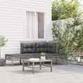 4-tlg. Garten-Lounge-Set mit Kissen Grau Poly Rattan