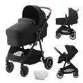 VEVOR Kombikinderwagen Kinderbuggy Buggy 2in1 Klappbar Reisebuggy Schwarz