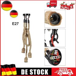 Maritim Hanf Seil H?nge Leuchten Bar Lampe Decken Pendel Jute Tau Strick 3 Kopf