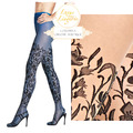 WILDFLOWER TIGHTS by Wolford S Small electric blue black Strumpfhose mit Blumen