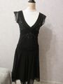 MEXX Damenkleid, Cocktailkleid, Partykleid m. Pailetten, Perlen, schwarz, Gr. 38