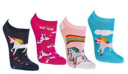 Wowerat  3 Paar süße  Kinder Sneaker Socken „Einhorn - Unicorn"  23 - 38 Neu