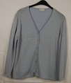 PETER HAHN 100% REINE SCHURWOLLE / TASMANIAN WOOL Strickjacke Blau Größe 44 TOP!