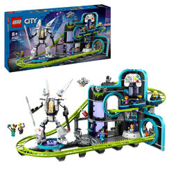 LEGO City 60421 Achterbahn mit Roboter-Mech Bausatz, Mehrfarbig