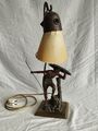 Tischlampe Art Deco Bauhaus Bronze Art Weibliche Kriegerin Frau Speer Schild 