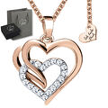 925 Silber Herzkette Rose-Gold Hals-Kette Herz Geschenk für Frau Damen Freundin