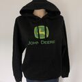 John Deere Logo Sweatshirt Gr. S mit Kapuze Hoodie Basic Pullover Pulli Schwarz