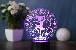 Personalisierte LED Tischlampe mit Fernbedinung Ballerina Motiv Geschenkidee