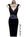 Karen Millen Größe UK 10 VINTAGE SCHWARZ SATIN KORSETT ABEND BLEISTIFTKLEID