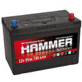 Autobatterie Hammer 12V 95Ah +Rechts Asia Starterbatterie ersetzt 90 92 100 Ah