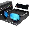 Rennec Herren Sonnenbrille Polarisiert 100% UV400 Metall Pilotenbrille Blau Etui