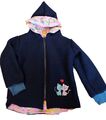 Wendejacke Jacke Baby Kinder  Kapuze Wollwalkjacke Bündchen bestickt Wollwalk