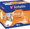 Verbatim DVD-R Wide Inkjet Printable 4.7GB 10er Pack Jewel Case NEU OVP