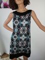 *SELECTION BY S.OLIVER* Minikleid  Gr.34 XS Schwarz,weiß,türkis Ethno Hippie TOP