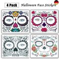 Temporäre Gesicht Tattoo Rose Design, 4pcs Weihnachtsgeschenke Halloween Face 