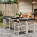 5-tlg. Garten-Essgruppe mit Kissen Hellgrau Poly Rattan