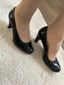 Getragene Tamaris Pumps High Heels Schwarz Lackleder Gr. 39 Damen