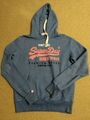 Super Dry Vintage Herren Sweatshirt Hoodie Pullover mit Kapuze Blau Gr.L