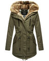 Navahoo warme Damen Winter Jacke lang Teddyfell Winterjacke Parka Mantel B648