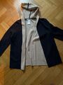 dunkelblaue lange doublefaced Strickjacke mit Kapuze Gr. 40 von Via Appia