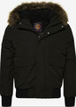 Herren Superdry Everest Expedition Bomber Jacke Schwarz Gr.XXL Kunstfellbesatz