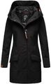 Marikoo Damen warme Winter Softshell Jacke Parka Mantel lang mit Kapuze B856