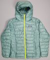 Patagonia Daunen Pullover Puffer grün Kapuze Mantel Jacke Damen Größe XS